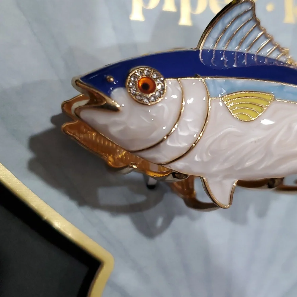 yellowfin tuna fish blue white striped hair claw‎ clip brand new